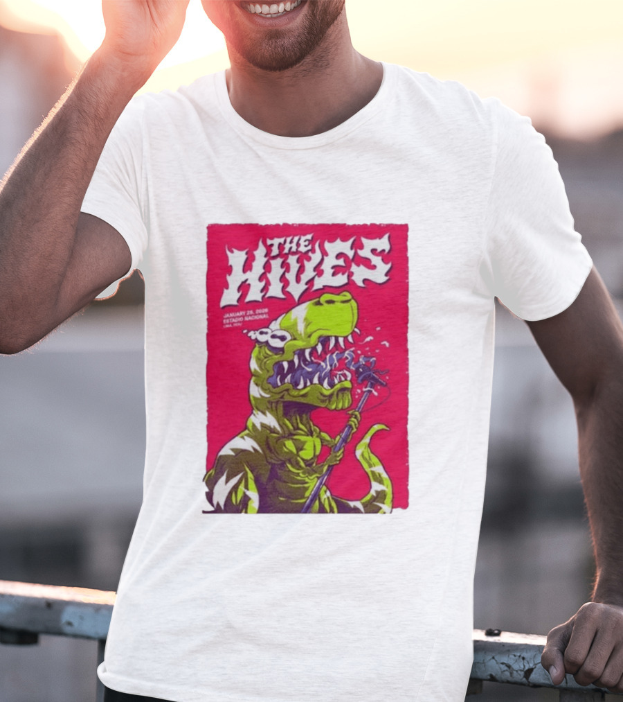 The Hives Live In Lima Peru January 25 2026 Estadio Nacional Dinosaur T-Shirt