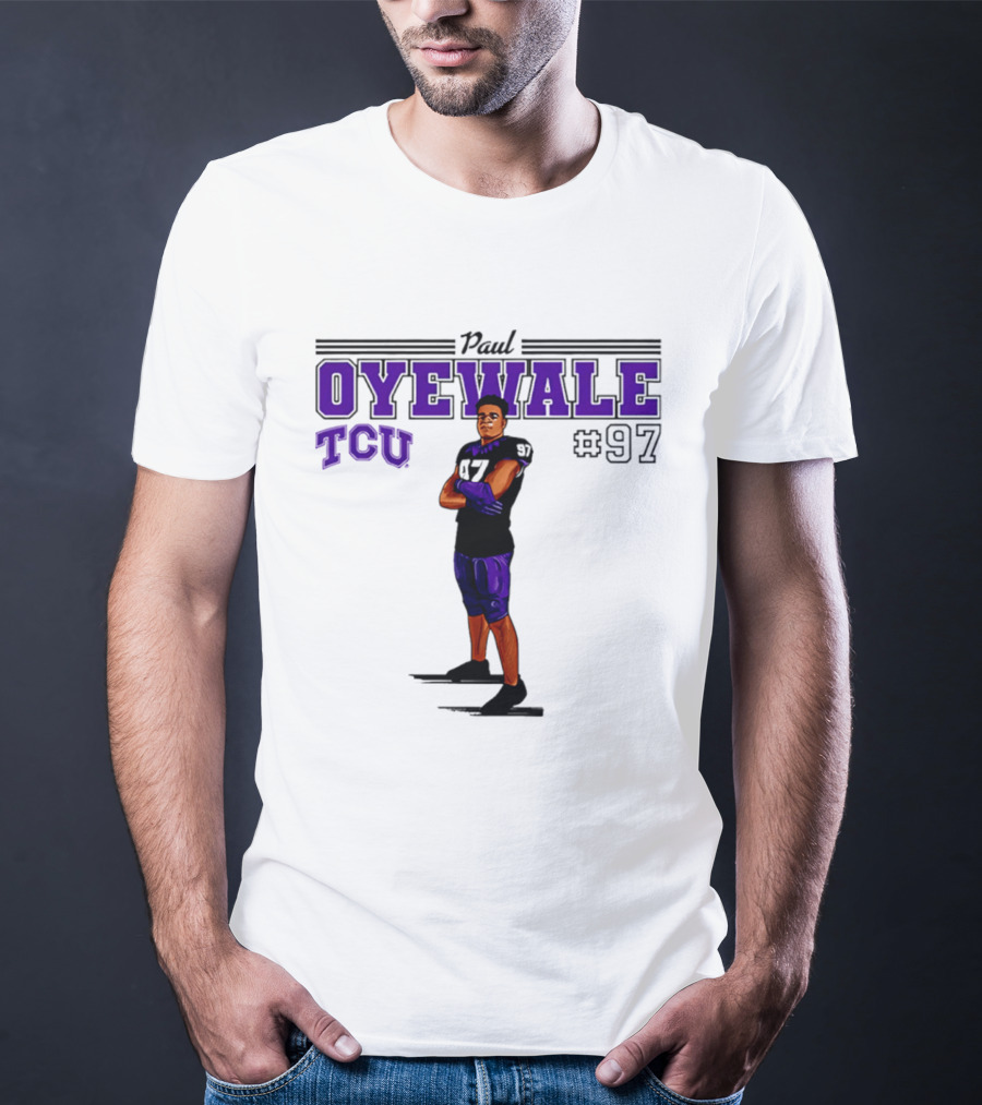 Paul Oyewale TCU Football NCAA #97 Caricature T-Shirt