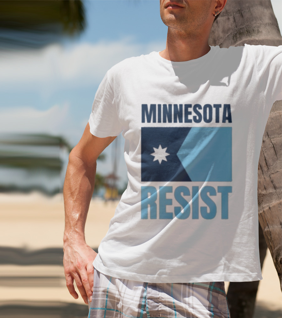MINNESOTA RESIST Star Flag Blue Rectangle T-Shirt