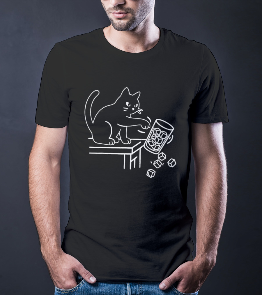 Abolish ICE Black Cat Knocking Over Glass Ice Cube Meme T-Shirt