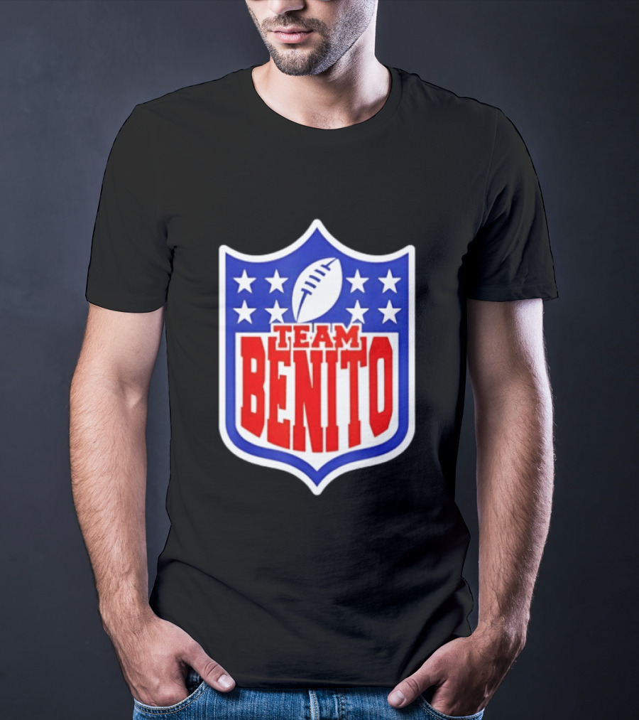 Team Benito Football Shield Stars Personalized Name T-Shirt