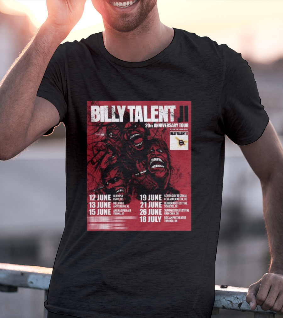 Billy Talent 20th Anniversary Tour Dates Europe Canada 2023 T-Shirt