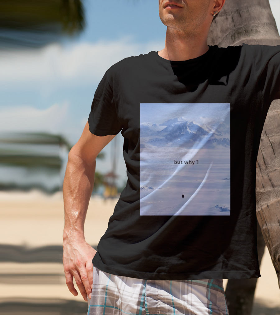 Penguin But Why Meme Snowy Mountains Motivational Scene T-Shirt