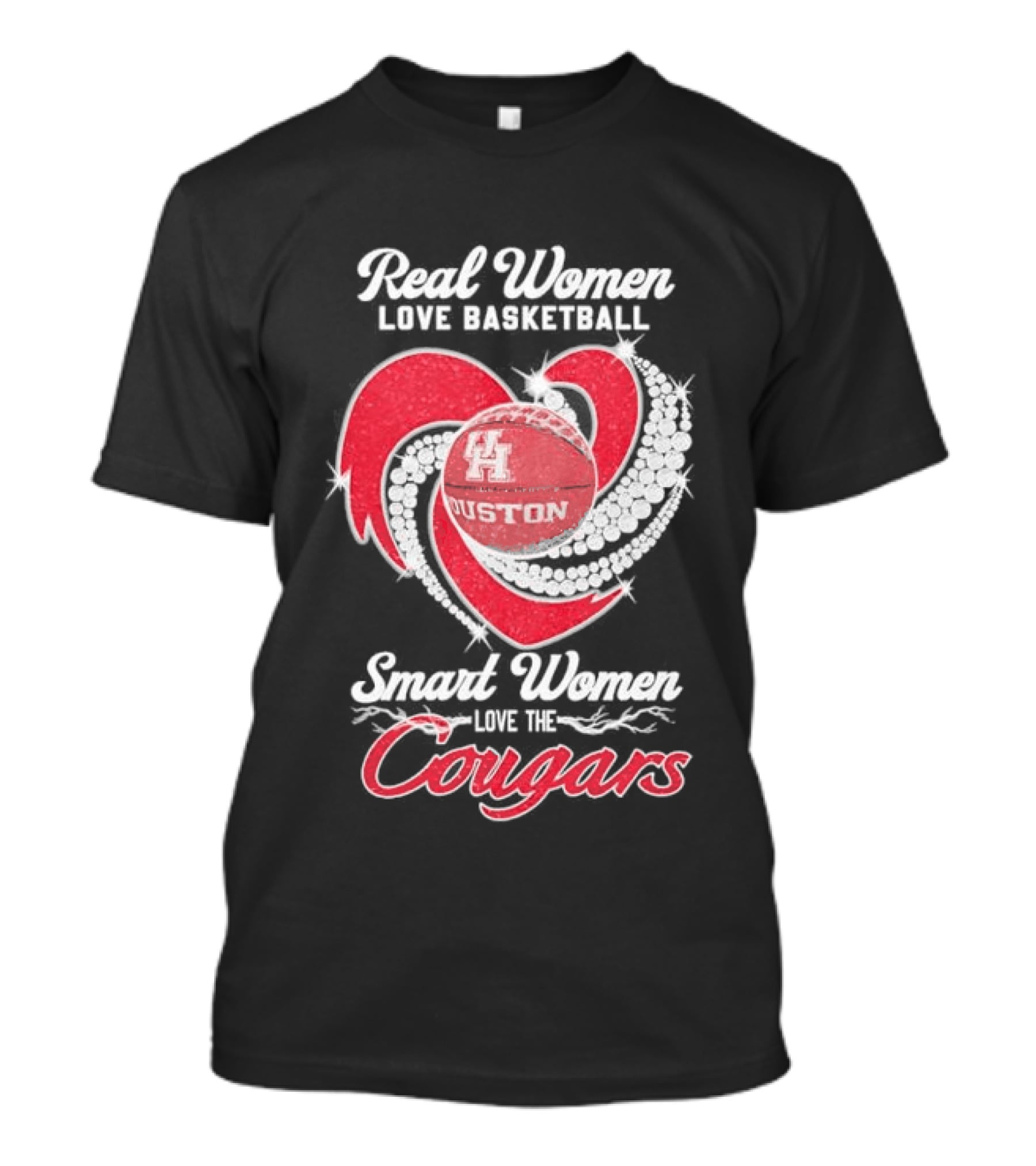 Real Women Love Basketball Smart Women Love The Houston Cougars T-Shirt