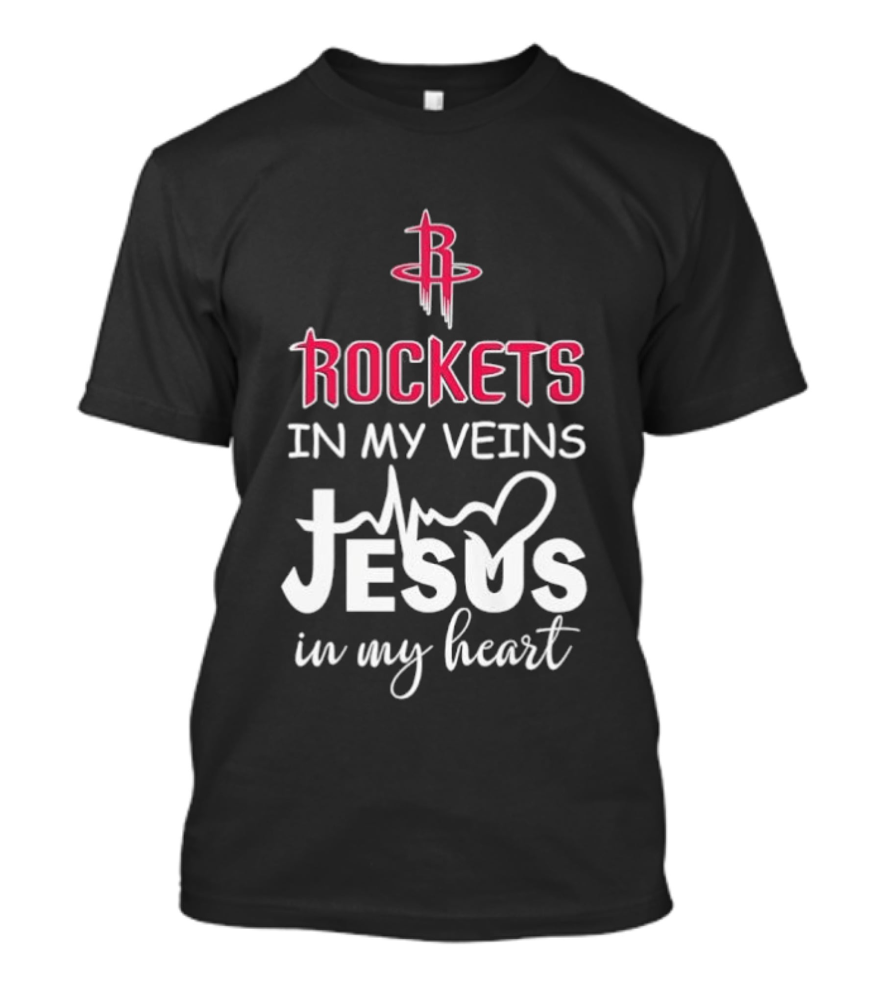 Rockets In My Veins Jesus In My Heart Houston Rockets Basketball Faith T-Shirt