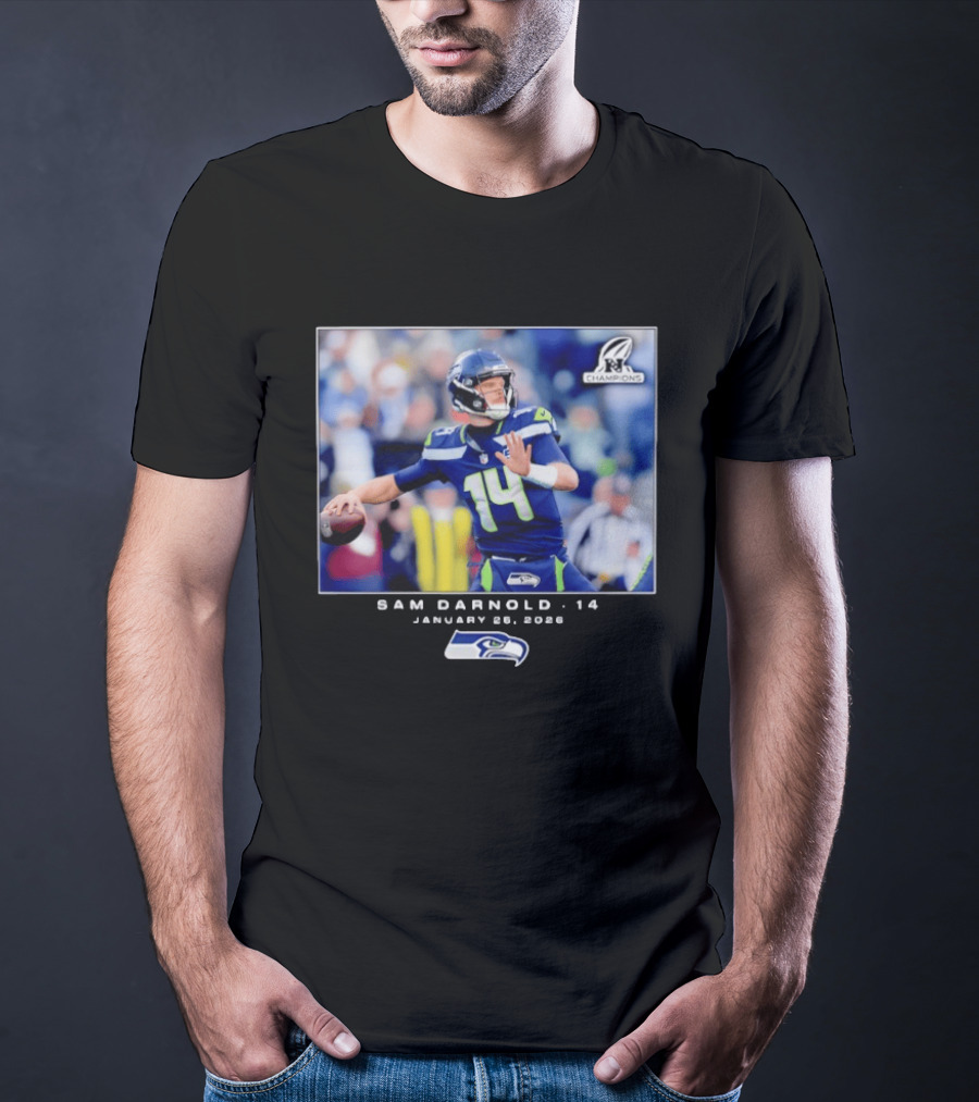 Sam Darnold 14 Seattle Seahawks January 26 2020 NFL Champions T-Shirt