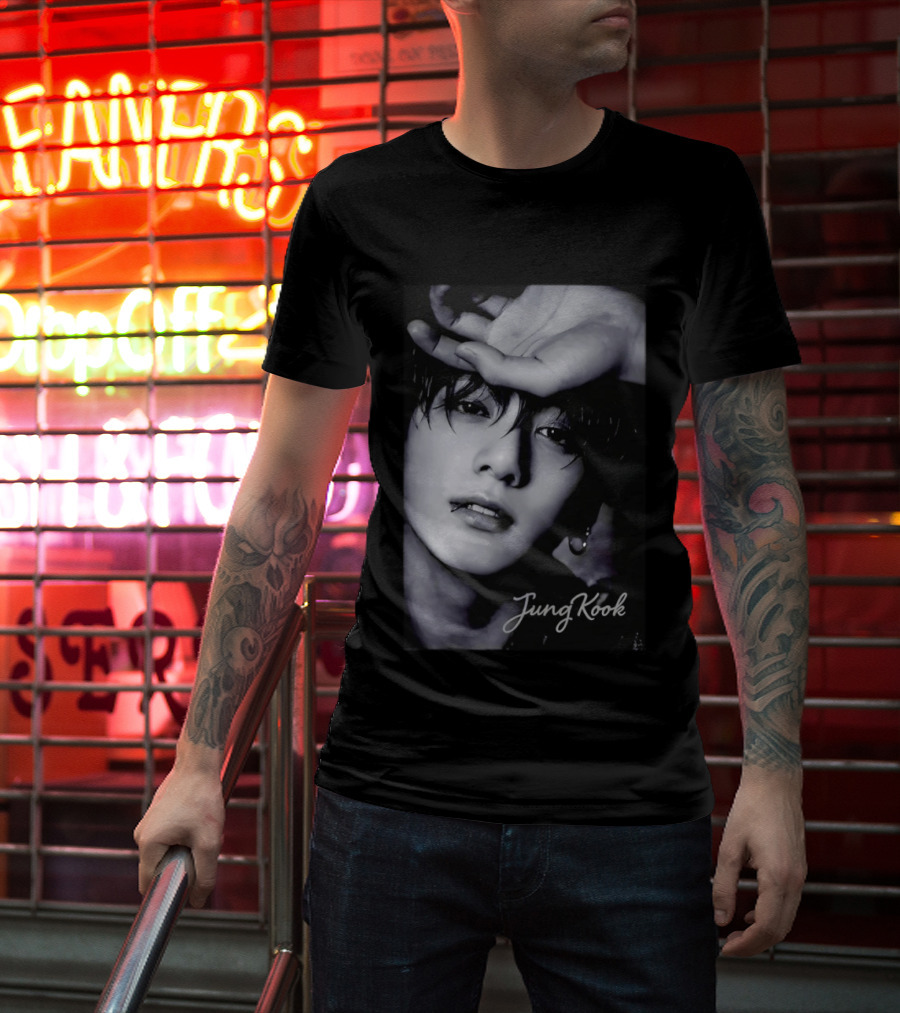 Jungkook BTS Iconic Style Black And White T-Shirt