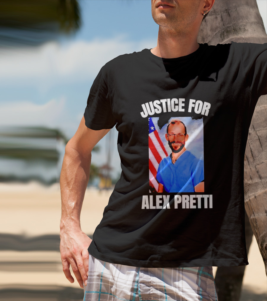 Justice For Alex Pretti American Flag T-Shirt