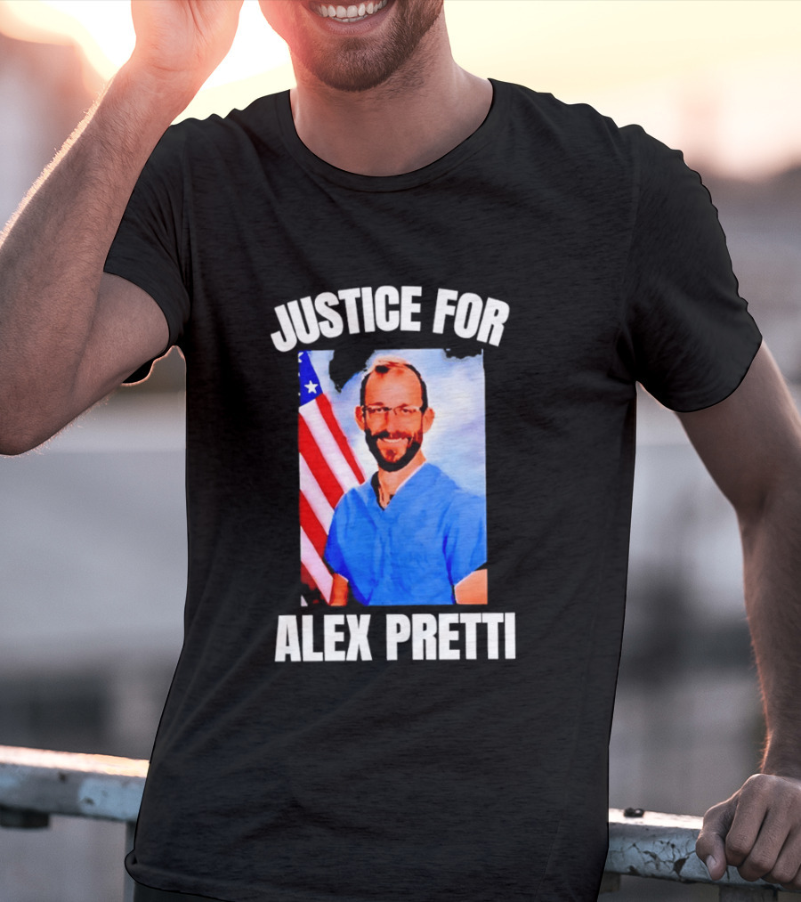 Justice For Alex Pretti American Flag T-Shirt