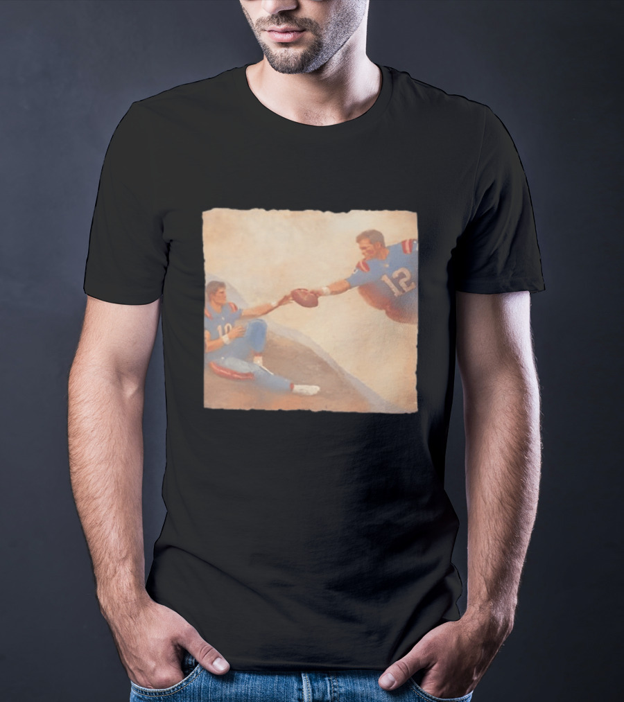 The Creation Of Tom Brady Passing Football To Drake Maye T-Shirt