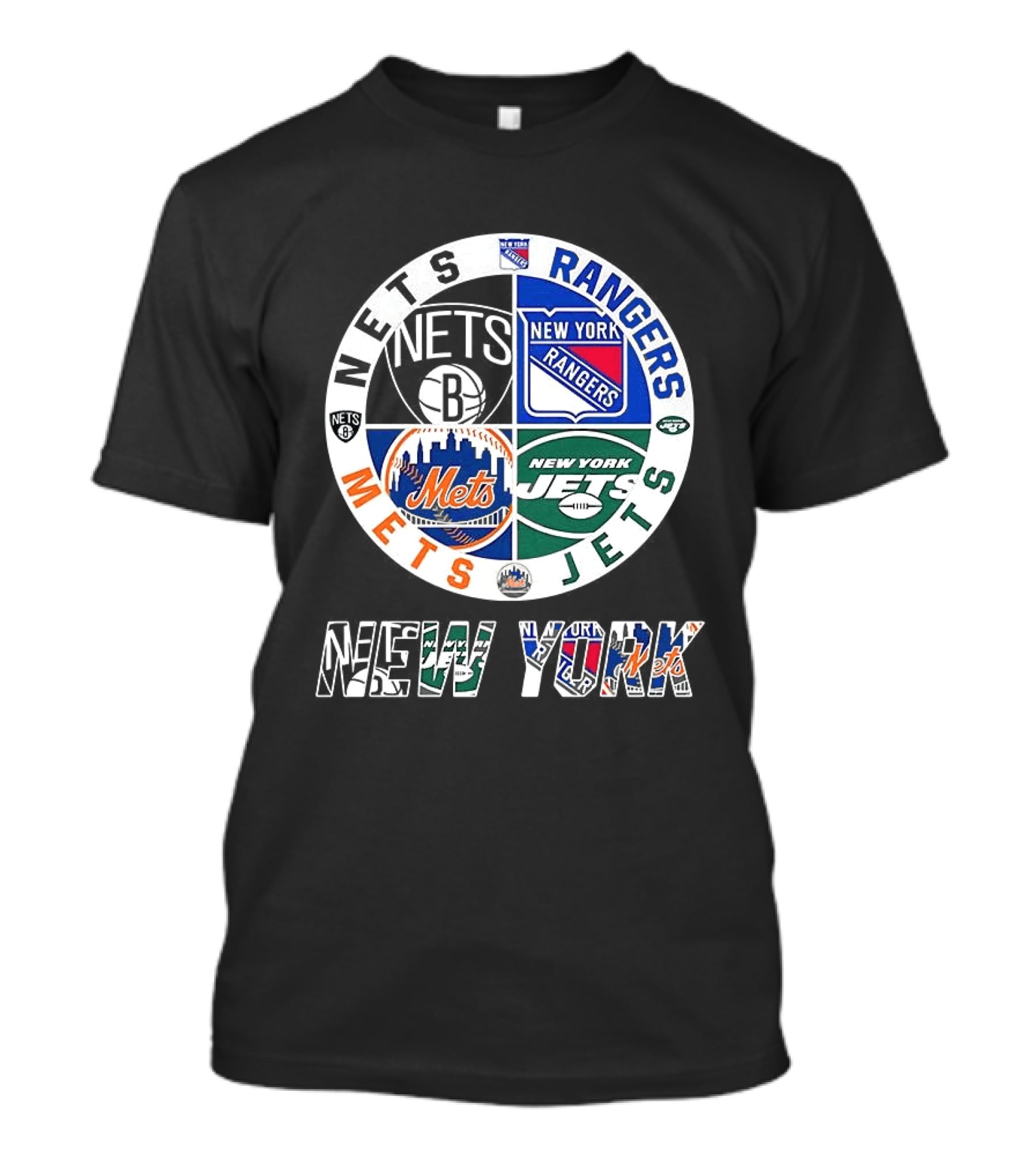 New York Nets Rangers Jets Mets Sports Team Mashup T-Shirt