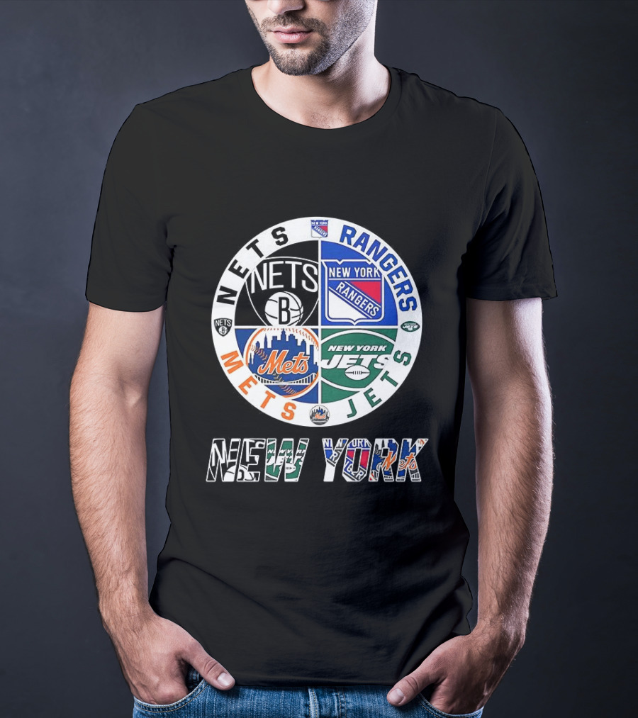 New York Nets Rangers Jets Mets Sports Team Mashup T-Shirt