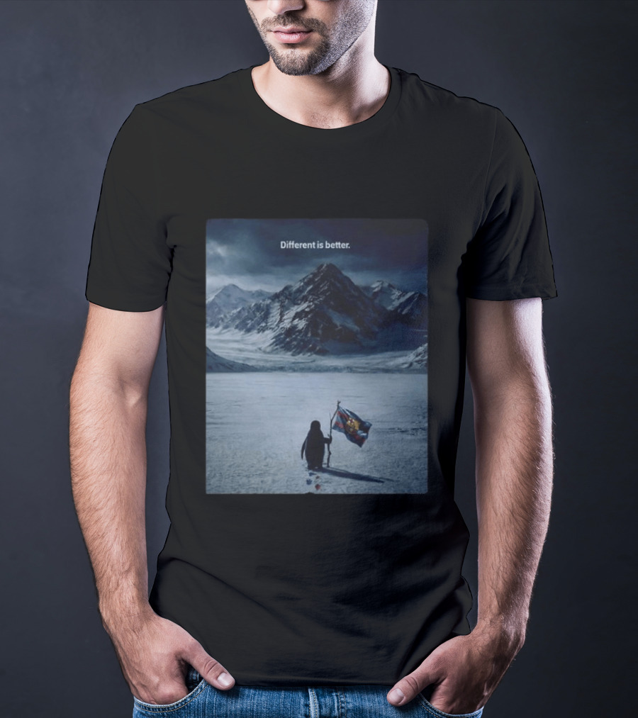 Barcelona Nihilist Penguin Different Is Better Flag Mountain Scene T-Shirt