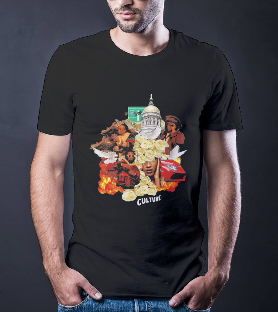 Bravado Migos Culture Album Cover Atlanta Capitol Roses Collage T-Shirt