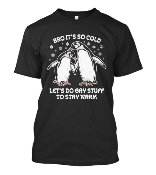 Bro It's So Cold Let's Do Gay Stuff To Stay Warm Penguins Snowflakes T-Shirt