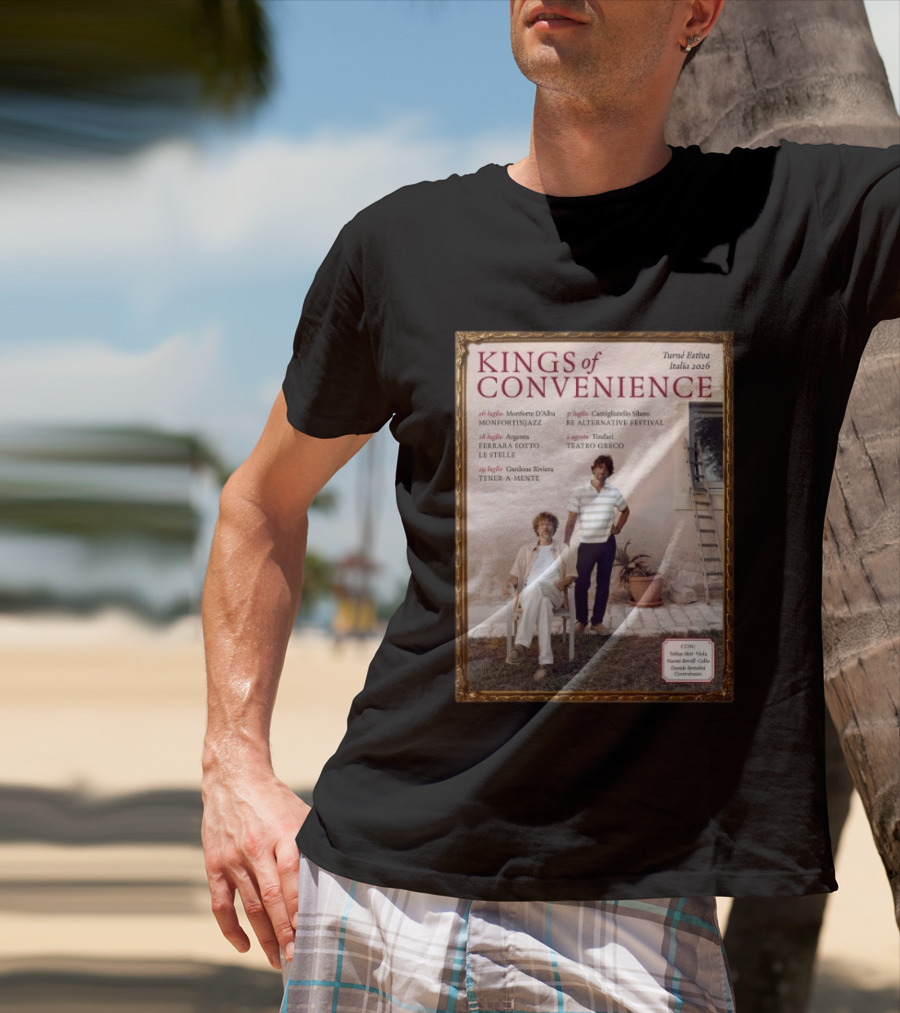 Kings Of Convenience Turne Estiva Italia 2026 Monfortinjazz Ferrara Tener A Mente Teatro Greco Festival T-Shirt