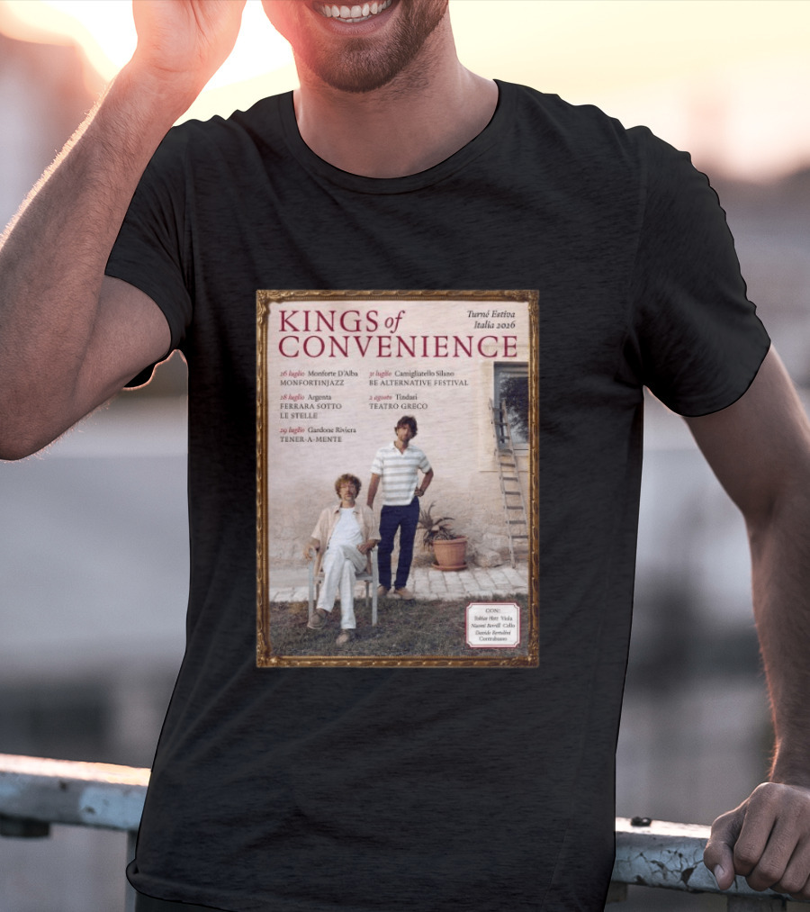 Kings Of Convenience Turne Estiva Italia 2026 Monfortinjazz Ferrara Tener A Mente Teatro Greco Festival T-Shirt