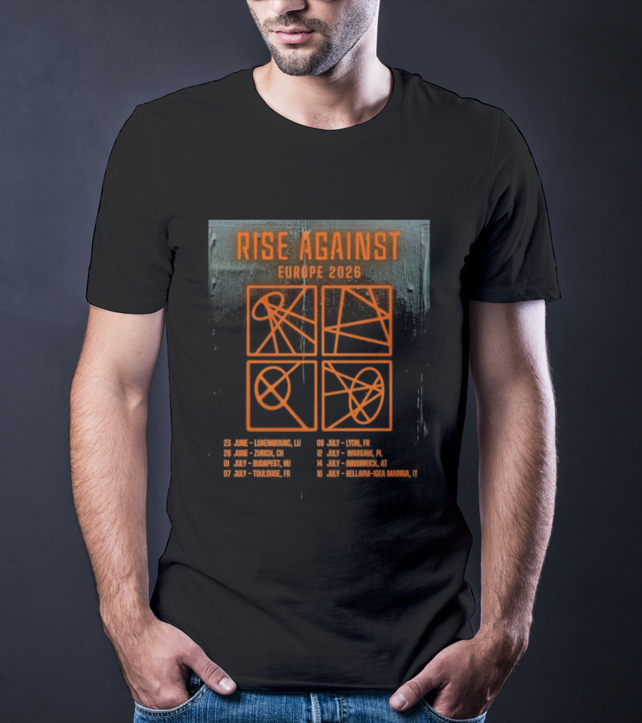 Rise Against Europe 2026 Tour With Concert Locations T-Shirt