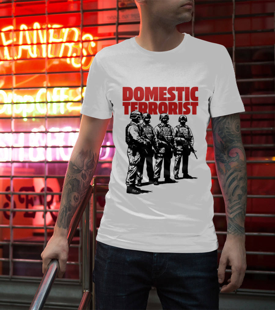 Domestic Terrorist Abolish ICE Tactical Units Silhouette Protest T-Shirt