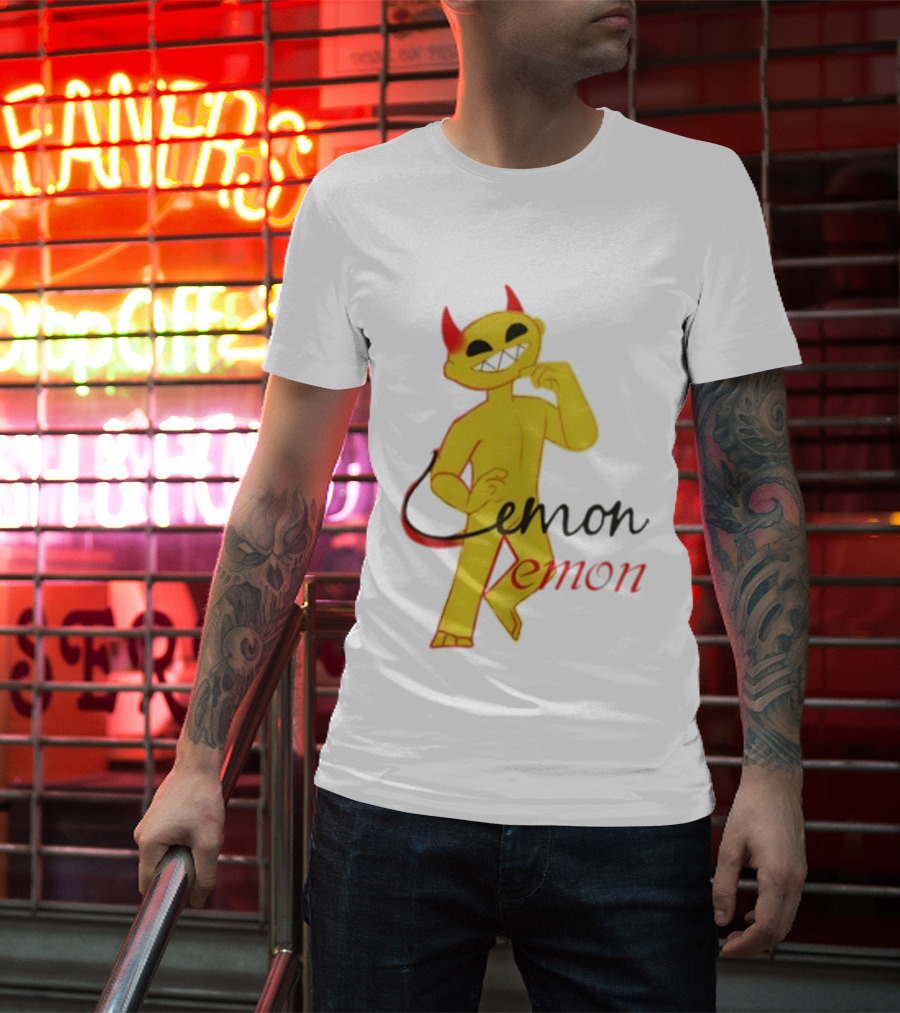 Demon Heavy Blend Lemon Demon Red Horns Yellow T-Shirt