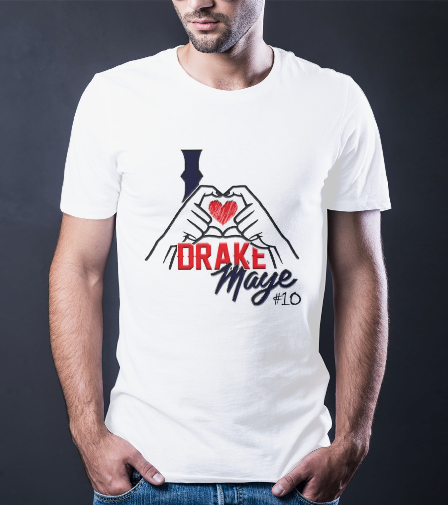 I Love Drake Maye #10 Heart Hands New England Patriots T-Shirt