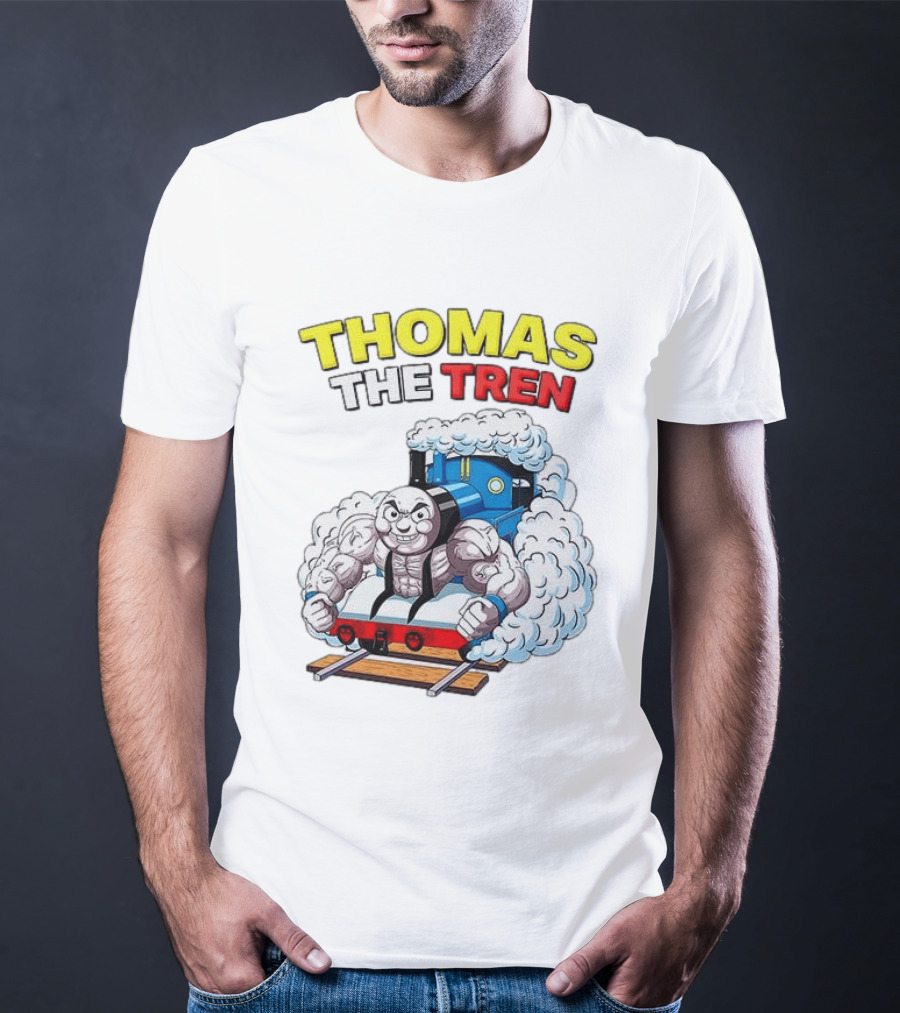 THOMAS THE TREN Cartoon Muscular Engine Puffing Steam T-Shirt