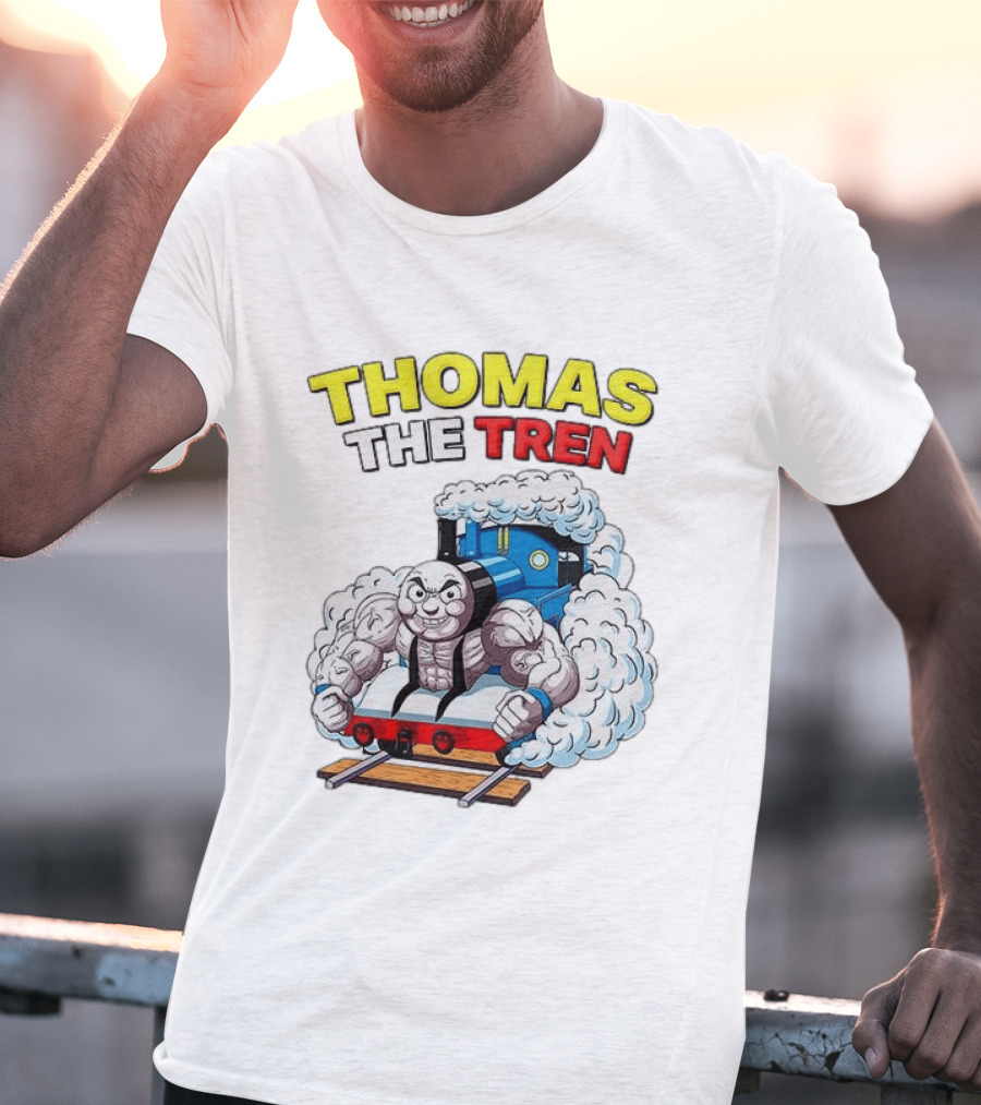THOMAS THE TREN Cartoon Muscular Engine Puffing Steam T-Shirt