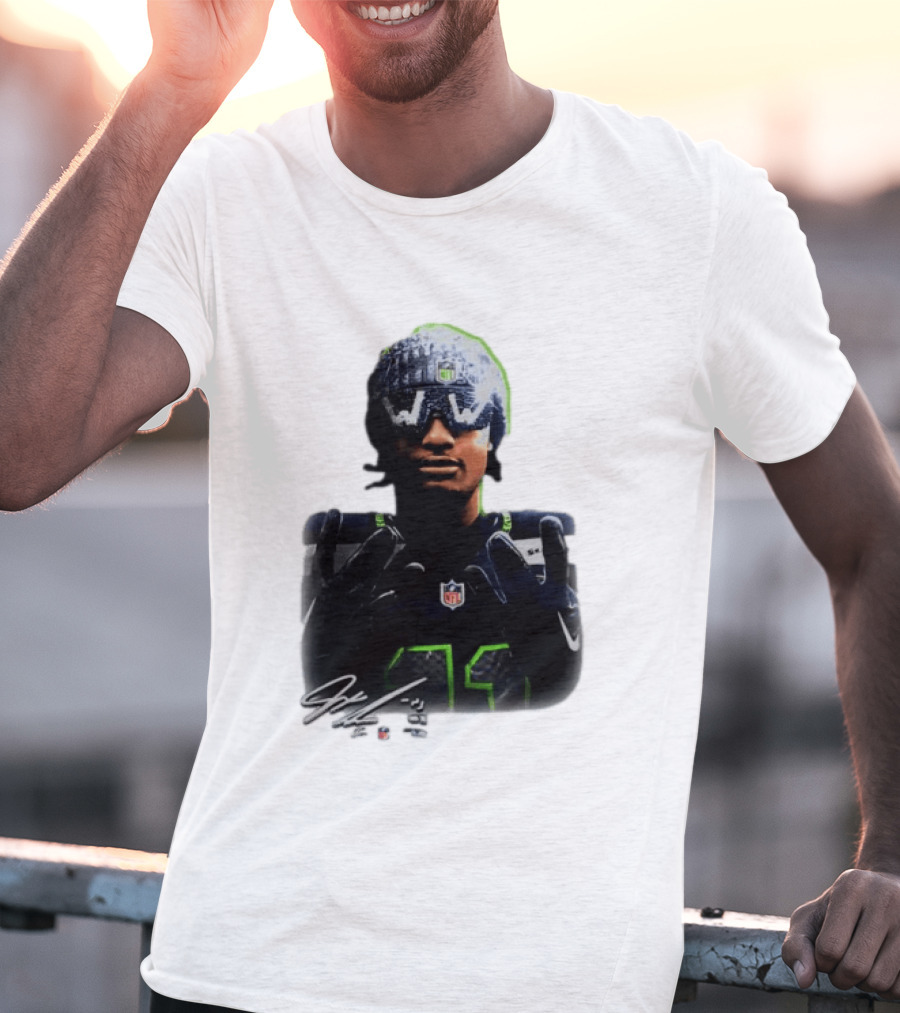 Jaxon Smith Njigba Seattle Seahawks Beanie Bling WW Sunglasses NFL Player Signature T-Shirt