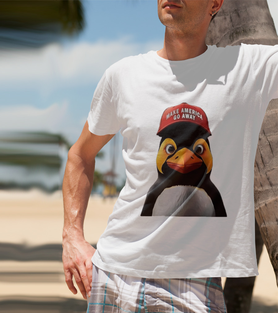 Make America Go Away Red Hat Penguin Iconic Humor T-Shirt
