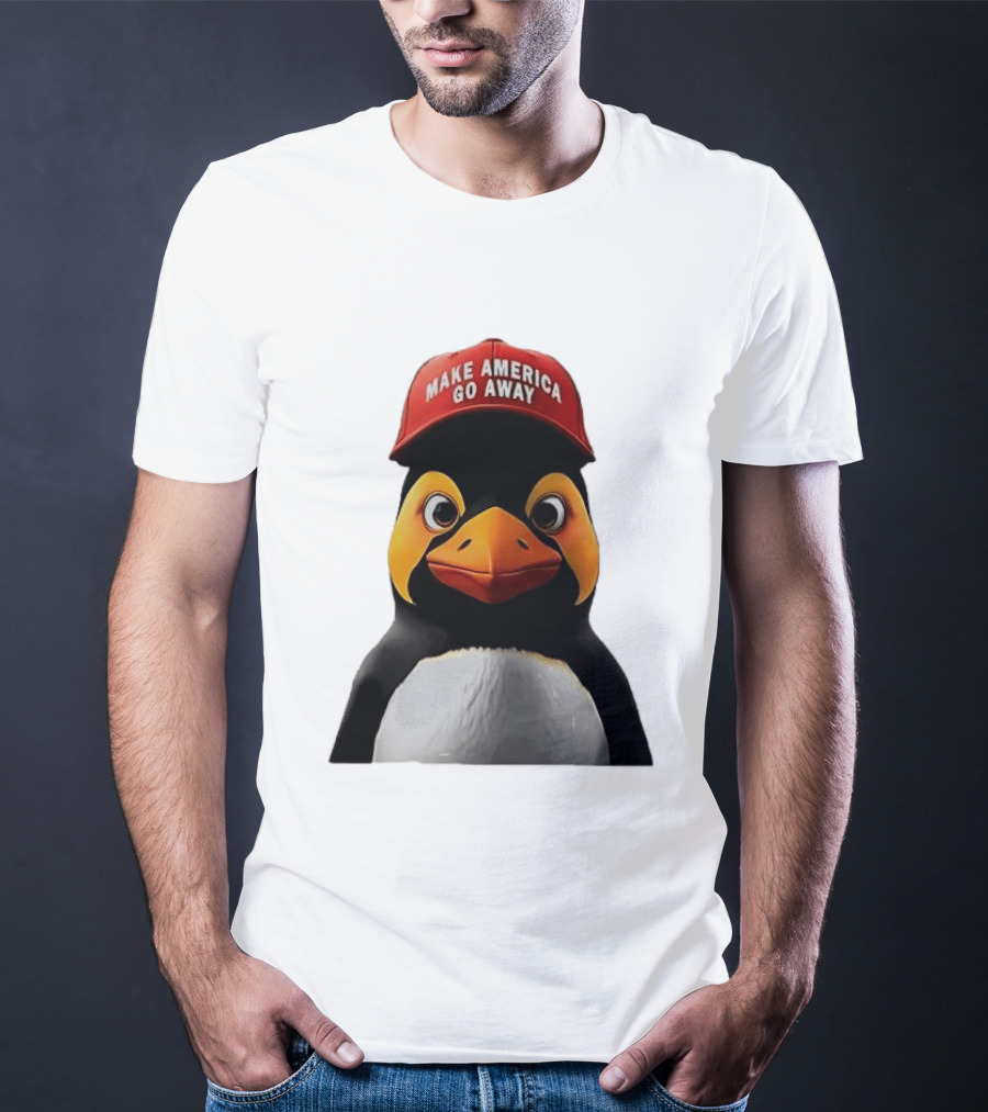 Make America Go Away Red Hat Penguin Iconic Humor T-Shirt