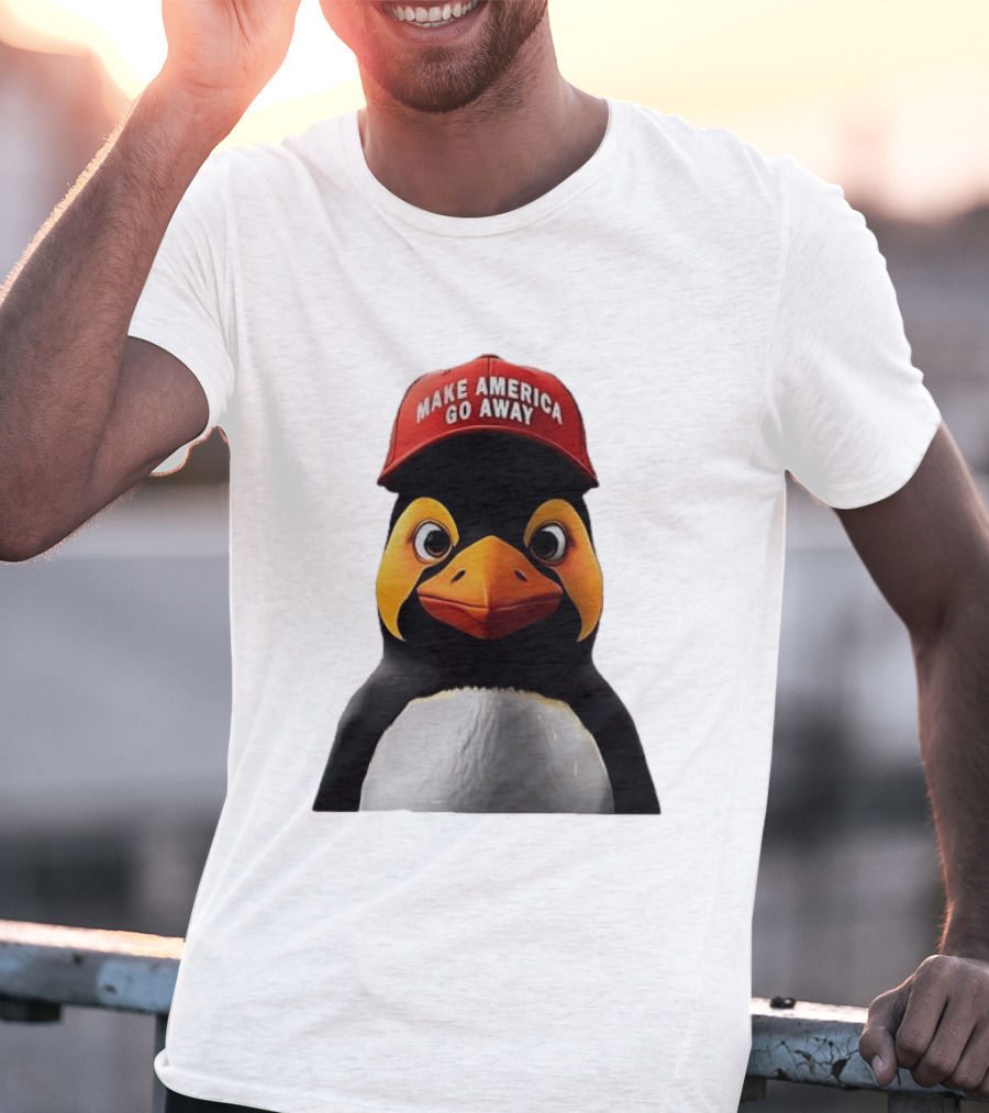 Make America Go Away Red Hat Penguin Iconic Humor T-Shirt