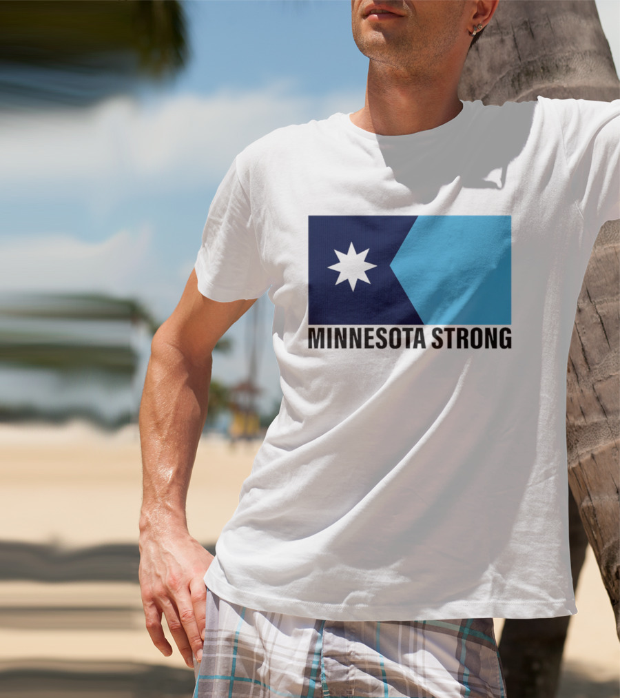 Minnesota Strong Star Icon Blue Rectangular Flag T-Shirt