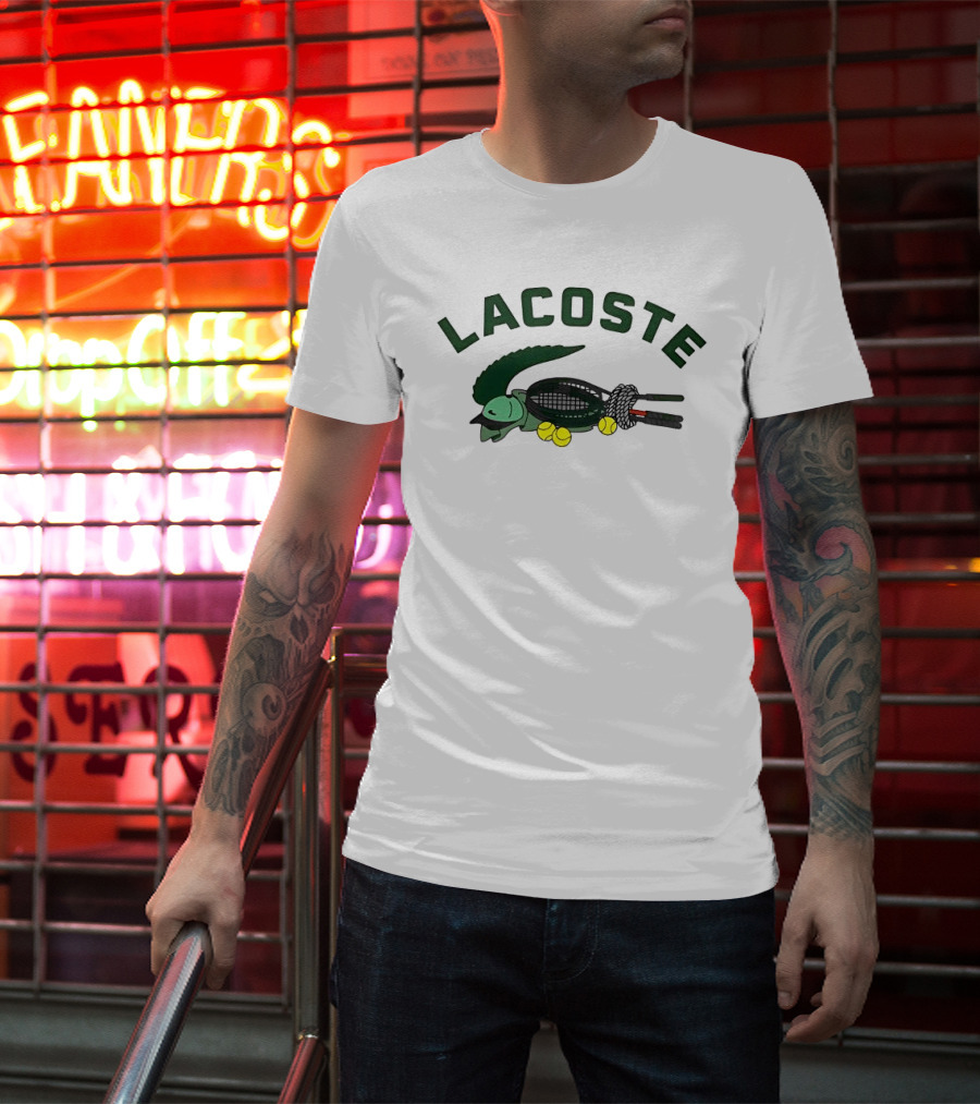 Lacoste Crocodile Tennis Theme With Tennis Balls T-Shirt