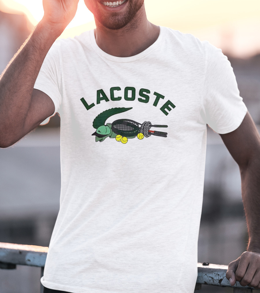 Lacoste Crocodile Tennis Theme With Tennis Balls T-Shirt
