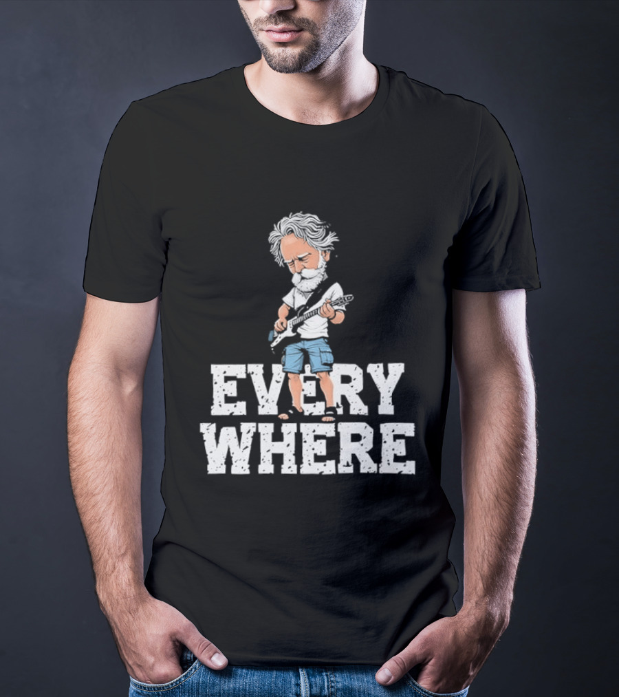 Bob Weir Grateful Dead Everywhere Character With Guitar T-Shirt