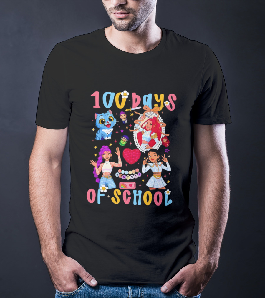 100 Days Of School Colorful Kpop Style Celebration T-Shirt