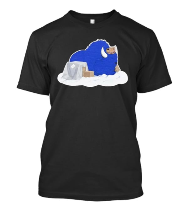 Fredrick The Bison Cozy Blue Fluffy Character By Tom Grossi T-Shirt