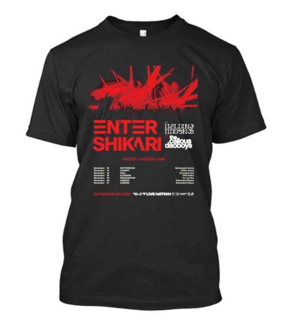 Enter Shikari United Kingdom Tour 2026 Featuring Holding Absence Cody Frost T-Shirt