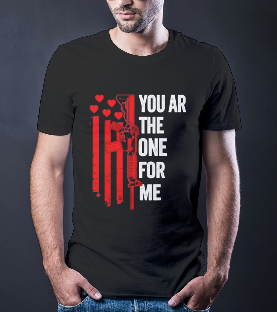 You Ar The One For Me Red Hearts Flag Visual T-Shirt