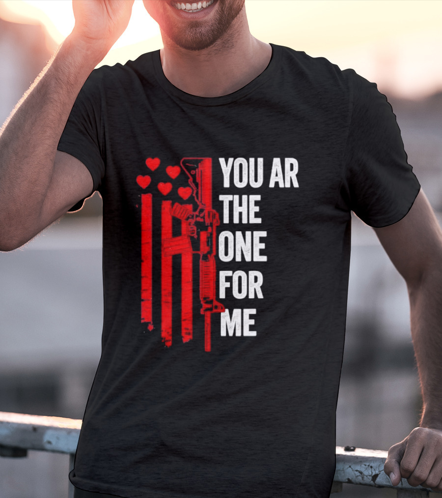 You Ar The One For Me Red Hearts Flag Visual T-Shirt