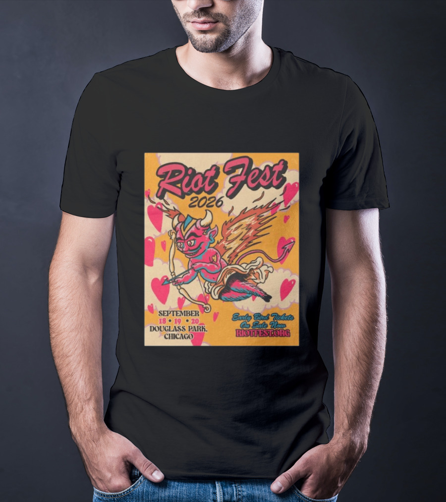 Riot Fest 2026 Douglass Park Chicago Sep 18 19 20 Devil Heart Wings T-Shirt