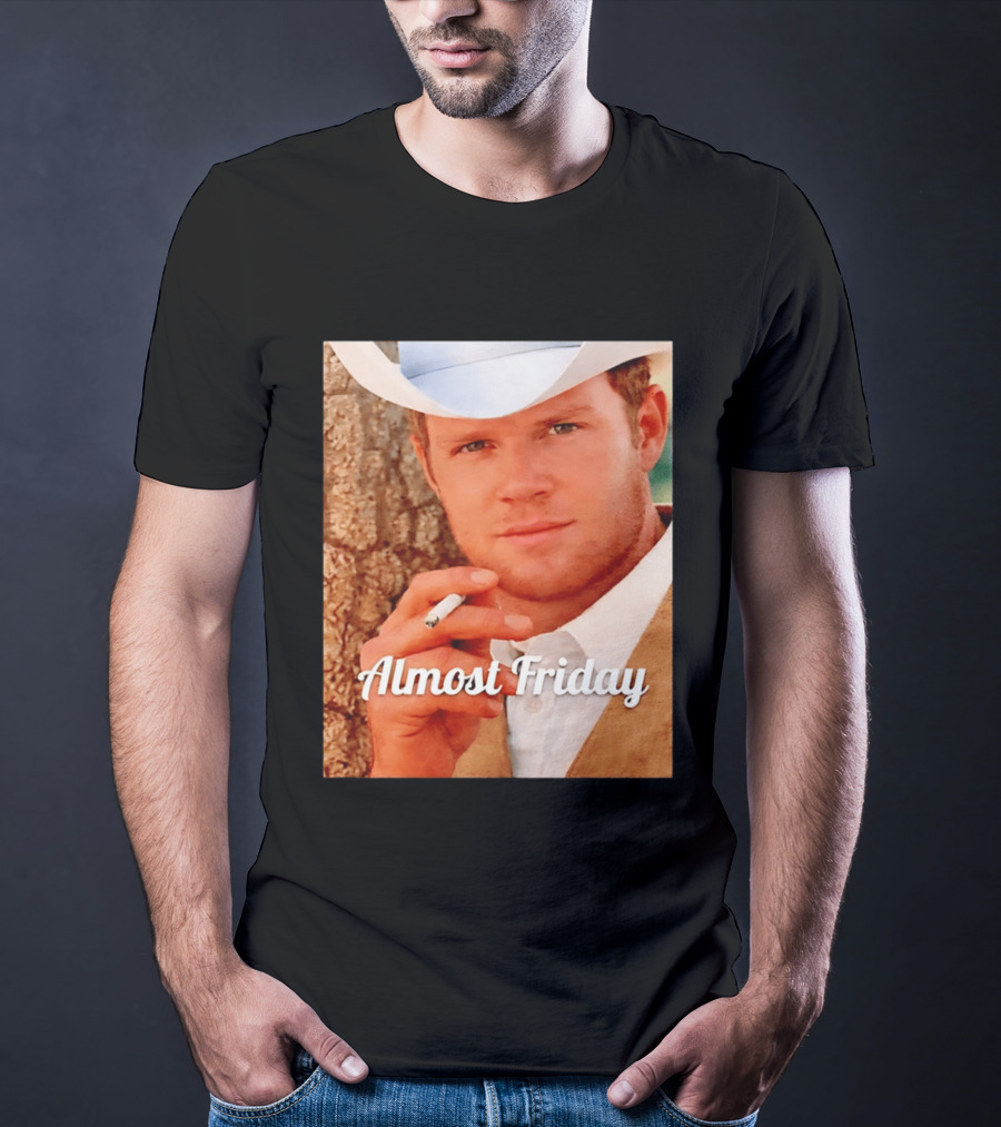 Almost Friday Cowboy Smoking Cigarette T-Shirt