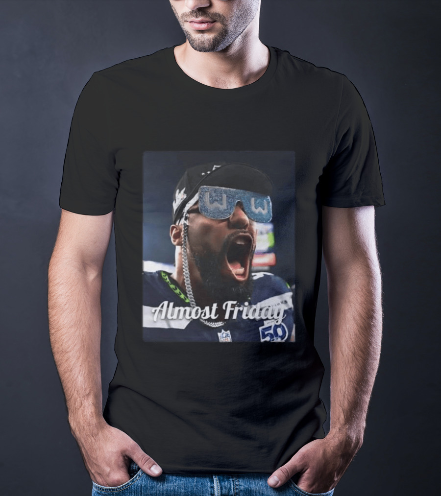 Leonard Williams Glasses Seahawks Almost Friday 50 Yard Line Celebration T-Shirt