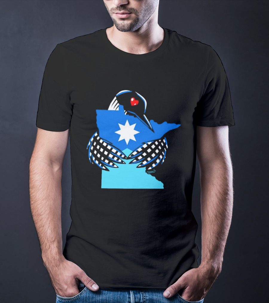 Loon I Love Minnesota Star Symbol Blue T-Shirt