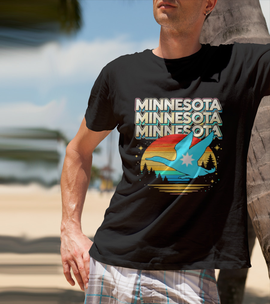 MINNESOTA Resistance 2026 Goose Sunset Forest Scene T-Shirt