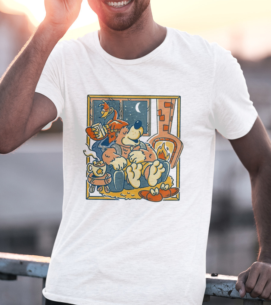 Banjo And Kazooie Cozy Fireplace Retro Gaming Night Moon🌛 T-Shirt