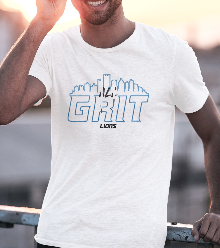 Detroit Lions All Grit City Skyline Dan Campbell T-Shirt