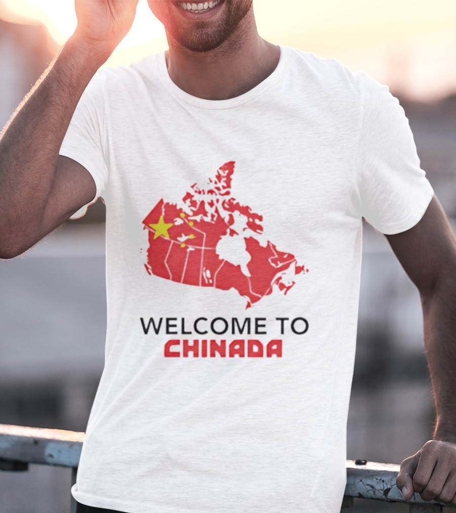 Welcome To Chinada Canada Map Redesign With Bold Text And Yellow Stars T-Shirt
