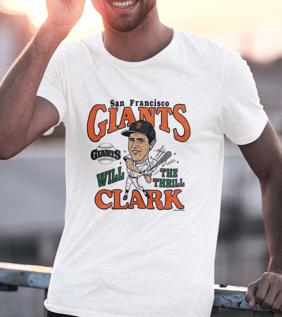 San Francisco Giants Will Clark The Thrill Caricature T-Shirt