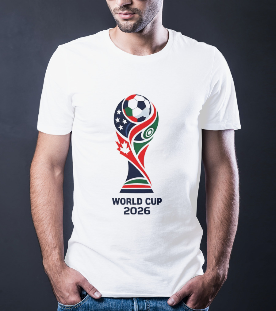 World Cup 2026 Trophy With Soccer Ball And Maple Leaf T-Shirt